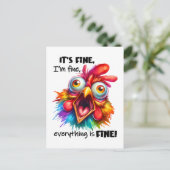 Ik ben in orde, alles is Funny Chicken Briefkaart (Staand voorkant)
