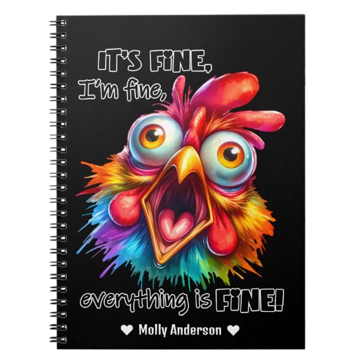 Ik ben in orde, alles is Funny Chicken Notitieboek (Voorkant)
