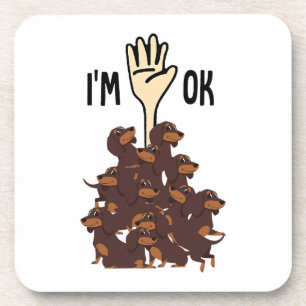 Ik ben in orde Funny Dachshund Dog Pet Eigenaar Bier Onderzetter