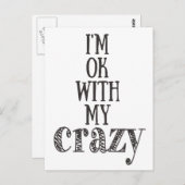 Ik ben in orde met mijn gekke, grappige Briefkaart (Voorkant / Achterkant)
