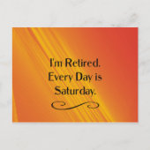 Ik ben in ruste. Elke dag is zaterdag. Briefkaart (Voorkant)