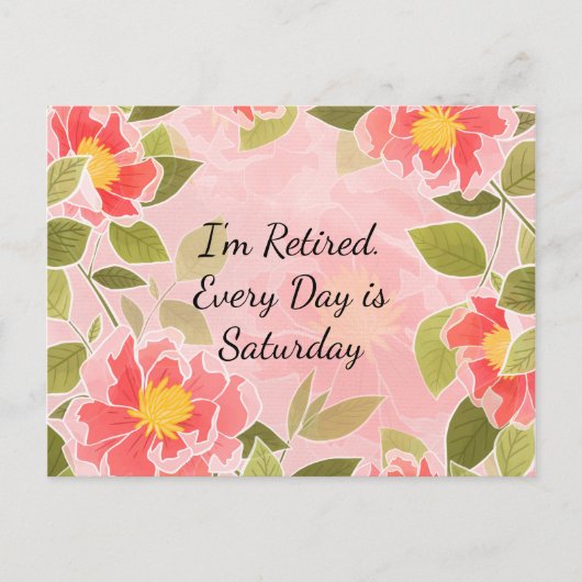 Ik ben in ruste. Elke dag is zaterdag. Briefkaart (Voorkant)