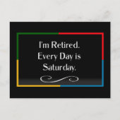 Ik ben in ruste. Elke dag is zaterdag. Briefkaart (Voorkant)