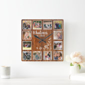 Ik ben in ruste Foto Collage Rustic Wood Retiremen Vierkante Klok (Huis)