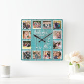 Ik ben in ruste Foto Collage Rustic Wood Retiremen Vierkante Klok (Huis)