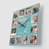 Ik ben in ruste Foto Collage Rustic Wood Retiremen Vierkante Klok (Hoek)