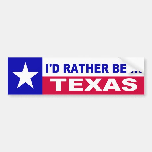 IK BEN IN TEXAS. BUMPERSTICKER (Voorkant)