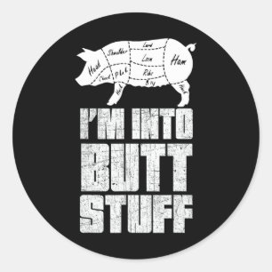 Ik ben in varkensvlees kont spullen - grappige bbq ronde sticker