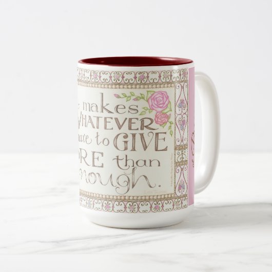 Ik ben in vrede - meer dan genoeg koffie Mok (roze (Voorkant rechts)