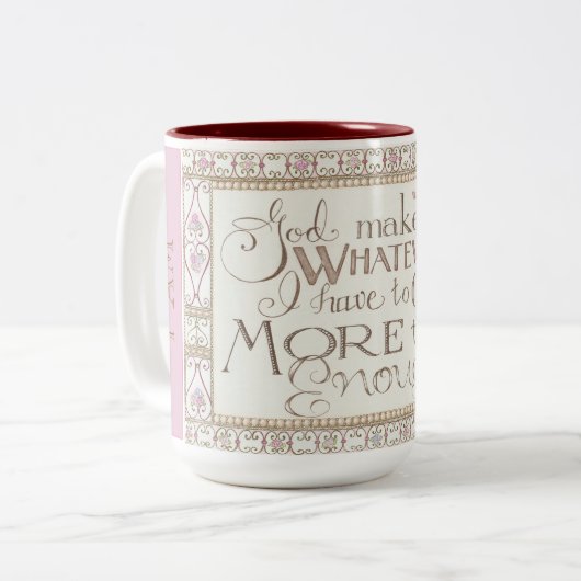 Ik ben in vrede - meer dan genoeg koffie Mok (roze (Voorkant links)