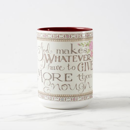 Ik ben in vrede - meer dan genoeg koffie Mok (roze (Center)