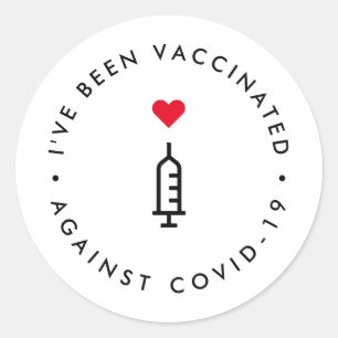 Ik ben ingeënt Covid-19 Heart Needle Ronde Sticker
