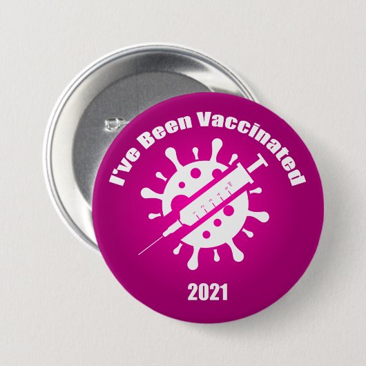 Ik ben ingeënt roze. ronde button 7,6 cm (Voorkant /achterkant)