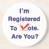 Ik ben ingeschreven bij de stemming in 2024 zandsteen onderzetter (Voorkant)