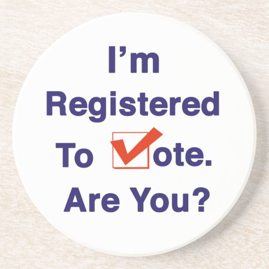 Ik ben ingeschreven bij de stemming in 2024 zandsteen onderzetter (Voorkant)