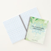 Ik ben Inspirerend Citaat Lotus Mandala Waterverve Notitieboek (Binnen)