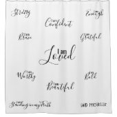 Ik ben Inspirerend zwart witscript Douchegordijn (Voorkant)