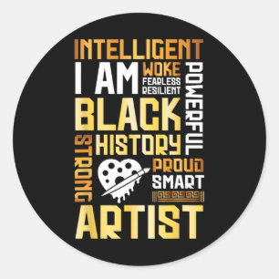 Ik ben Intelligente Zwarte Geschiedenis Trots Kuns Ronde Sticker