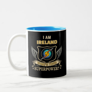 Ik Ben IRELAND Wat Is Jouw Superkracht Tweekleurige Koffiemok