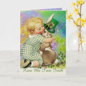 IK BEN IRISH/BABY,RABBIT,LEPRECHAUN PET KAART (Gele Bloem)