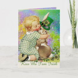 IK BEN IRISH/BABY,RABBIT,LEPRECHAUN PET KAART