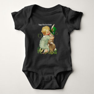 IK BEN IRISH/BABY, RABBIT MET LEPRECHAUN PET ROMPER