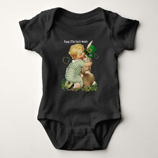 IK BEN IRISH/BABY, RABBIT MET LEPRECHAUN PET ROMPER (Voorkant)