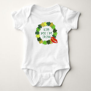 Ik ben Irish Lips Shamrock St. Patrick's Day Romper