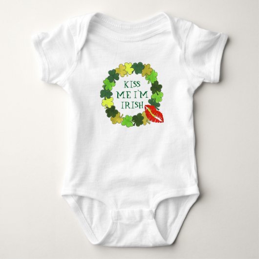 Ik ben Irish Lips Shamrock St. Patrick's Day Romper (Voorkant)
