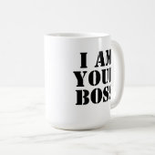 Ik ben je baas. Personaliseer Koffiemok (Voorkant rechts)