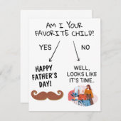 Ik ben je favoriete kind, grappige vaderdag notitiekaartje (Voorkant / Achterkant)
