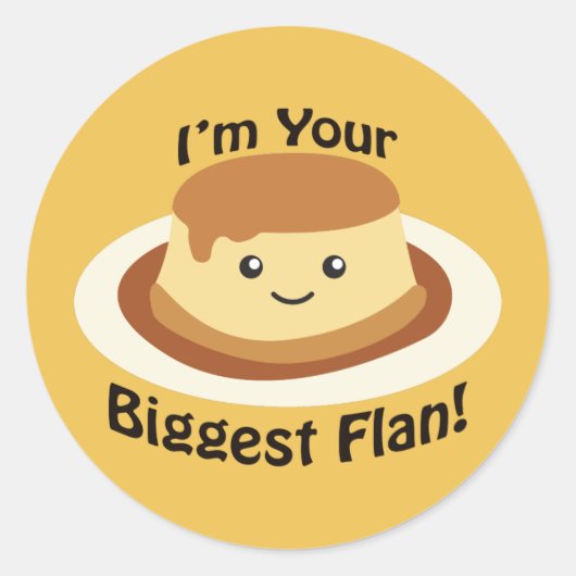 Ik ben je grootste Flan. Ronde Sticker (Voorkant)