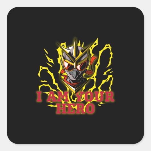 IK BEN JE HERO VIERKANTE STICKER (Voorkant)