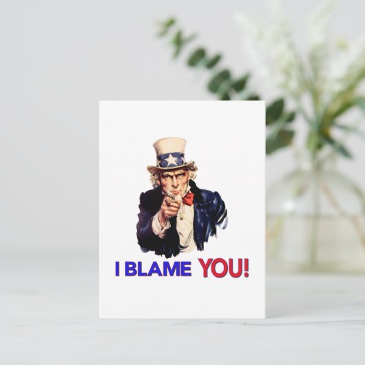 Ik ben je schuldig - oom Sam Pointing Briefkaart (Staand voorkant)