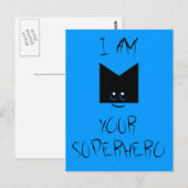 Ik ben je superheld Pop Art Briefkaart (blauw) (Voorkant / Achterkant)