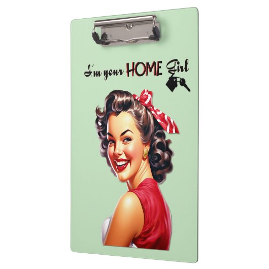 Ik ben je thuis Meisje Vastgoed Retro Meisje Art Klembord (Links)