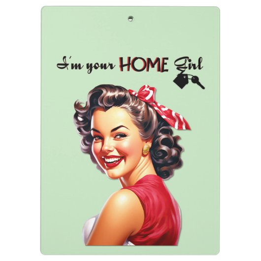 Ik ben je thuis Meisje Vastgoed Retro Meisje Art Klembord (Achterkant)