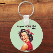 Ik ben je thuis Meisje Vastgoed Retro Meisje Art Sleutelhanger (Voorkant)