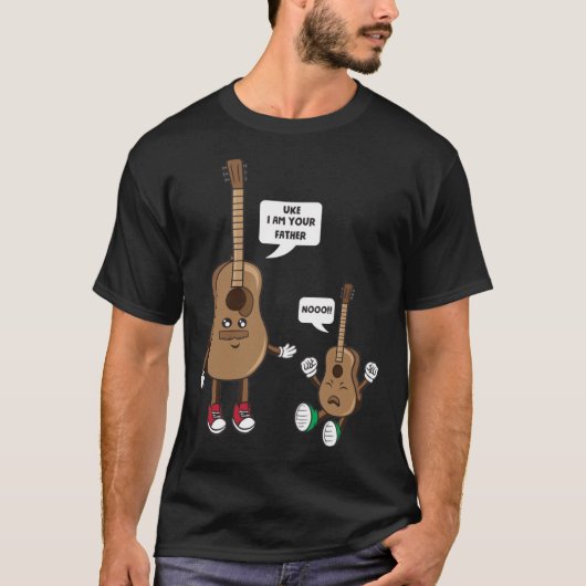 Ik ben je vader Funny Guitar Ukulele Player M T-shirt (Voorkant)