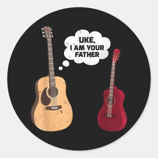 Ik ben je vader Funny Ukulele Guitar Music Ronde Sticker (Voorkant)
