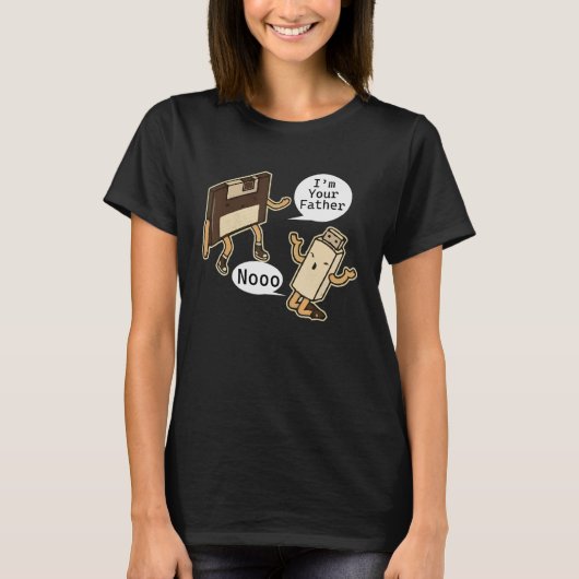 Ik ben je vader Noooo floppy disk en usb stick T-shirt (Voorkant)