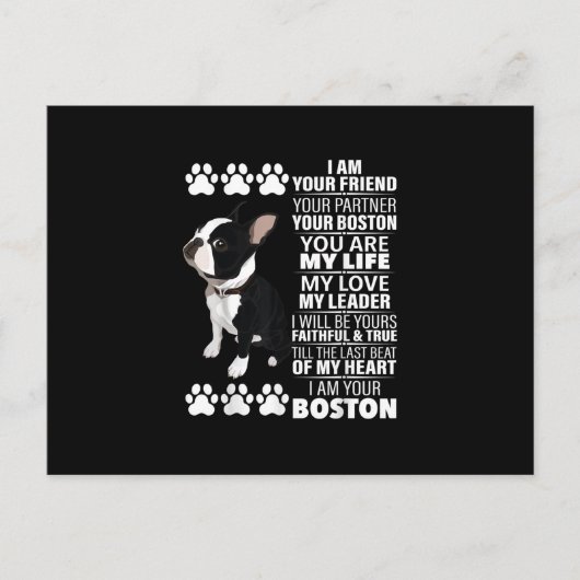 Ik ben je vriend, je partner, je Boston Terrier Aankondigingskaart (Voorkant)