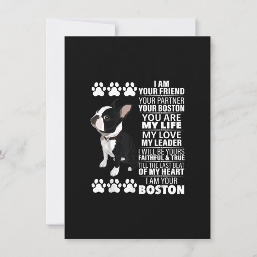 Ik ben je vriend, je partner, je Boston Terrier Bedankkaart (Voorkant)