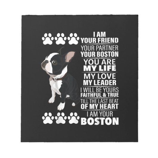 Ik ben je vriend, je partner, je Boston Terrier Notitieblok (Voorkant)