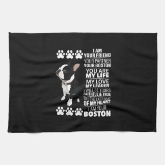 Ik ben je vriend, je partner, je Boston Terrier Theedoek