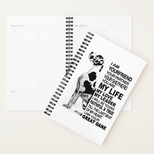 Ik ben je vriend jouw partner jouw hond Grote Dane Planner (Display)