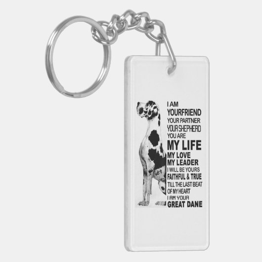 Ik ben je vriend jouw partner jouw hond Grote Dane Sleutelhanger (Voorkant Links)