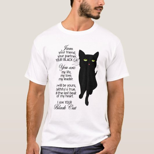 Ik ben je vriend jouw partner jouw zwarte kat t-shirt (Voorkant)