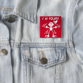 Ik ben jouw valentijn stokfiguur vierkante button 5,1 cm (In situ)