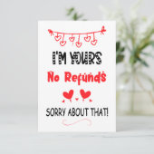 Ik ben jullie geen restitutie, grappige Valentijns Bedankkaart (Staand voorkant)